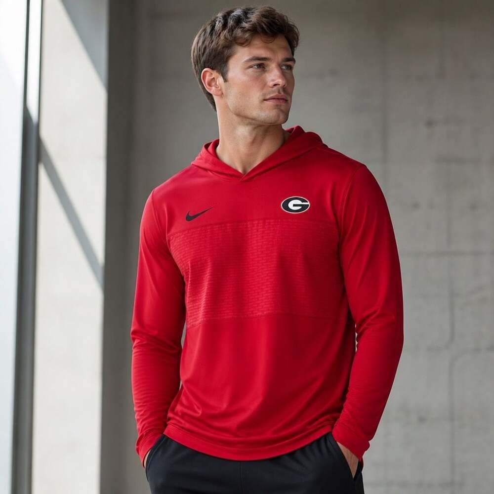 Nike Georgia Primetime Pattern Men's Dri-FIT College Long-Sleeve Hooded T-Shirt